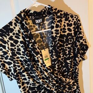 DKNY Animal Print Wrap Top